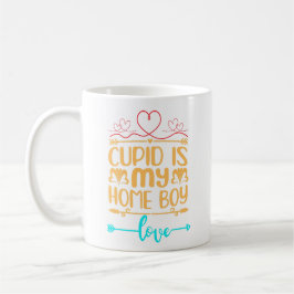 Taza De Café Cupido es mi novio, brillante Valentine de moda