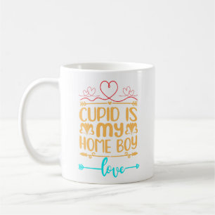 Taza De Café Cupido es mi novio, brillante Valentine de moda