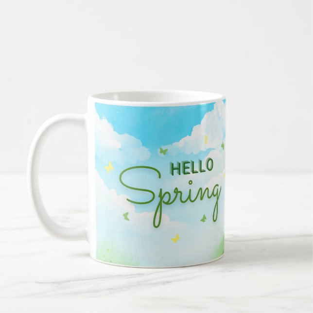 Taza De Café Cups de Pascua en auge: Hola Primavera (Izquierda)