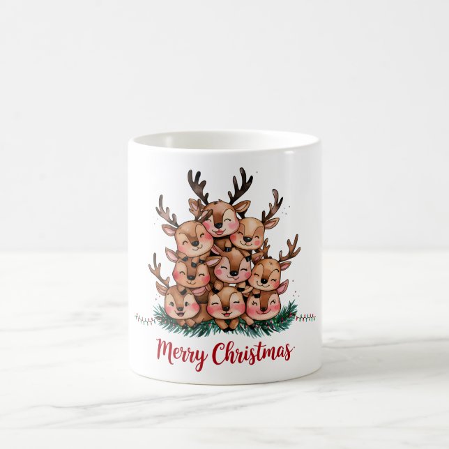 Taza De Café Cura de reno Feliz Navidad (Centro)