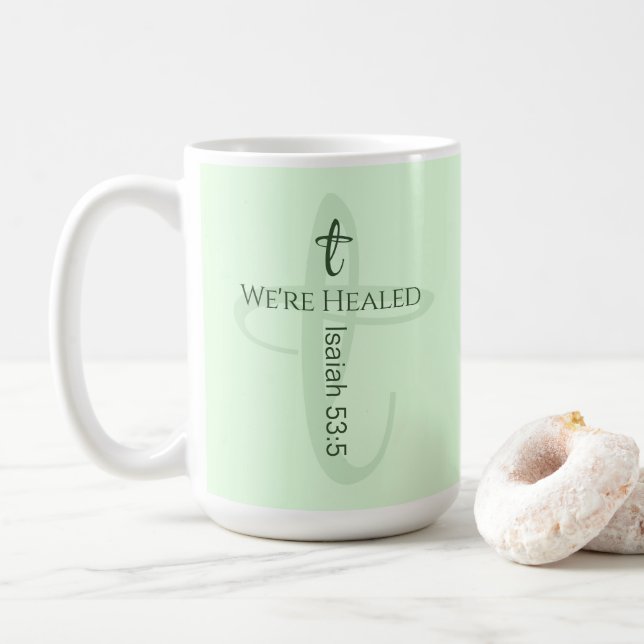 Taza De Café Curado por Jesús Biblia Verse fe Cristiana (Con donut)