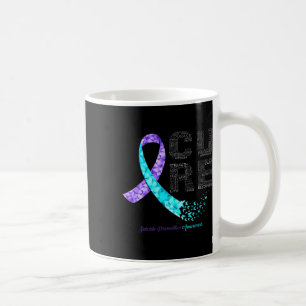 Taza De Café Cure Blue Purple Ribbon Suicidio Prevención Awaren