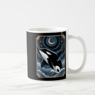 Taza De Café Curiosa Ballena Oceánica Orca Saltando En Una Nig