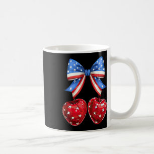 Taza De Café Curiosa Bandera Estadounidense Cherry Coquette Bow