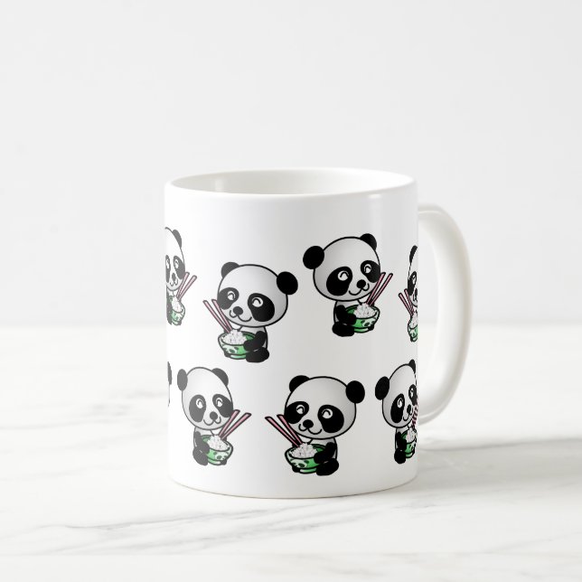 Taza De Café Curiosa Graciosa Panda Comer Rice Wildlife Animal (Anverso derecho)