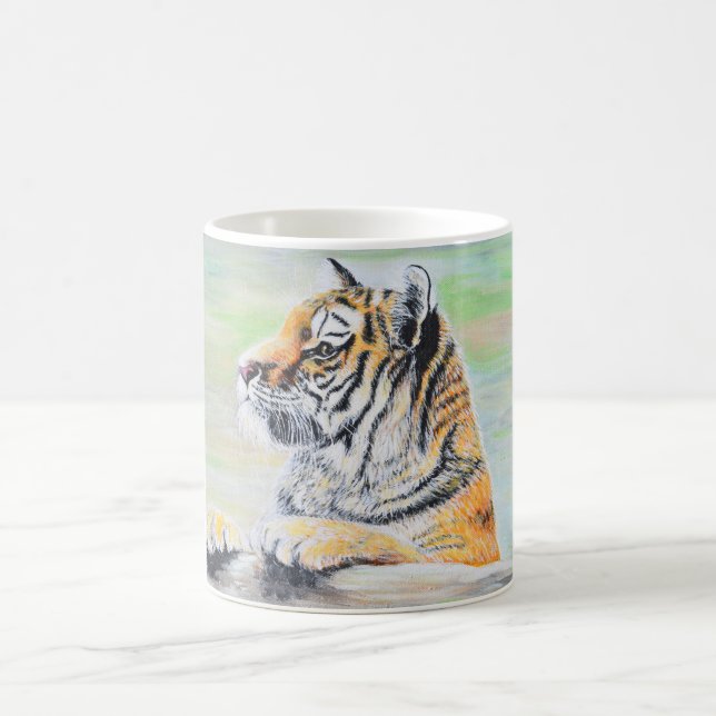 Taza De Café Curiosa pintura de tigres (Centro)