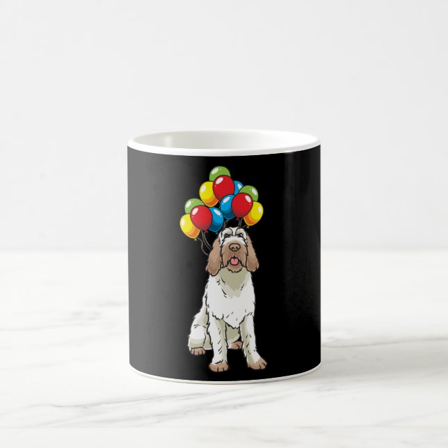 Taza De Café Curiosa Spinone Italiano Perro Con Globos (Centro)