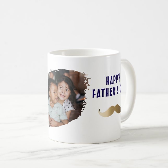 Taza De Café Curiosa y simple Mustache feliz día del padre foto (Anverso derecho)