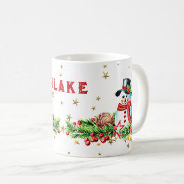 Taza De Café Curiosas Snowman Stars Nombre personalizado Navida