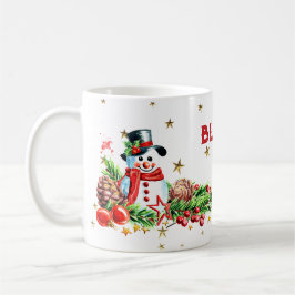 Taza De Café Curiosas Snowman Stars Nombre personalizado Navida