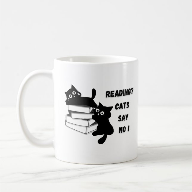 Taza De Café Curioso gato negro Peeki Classic Mug, 11 oz (Izquierda)