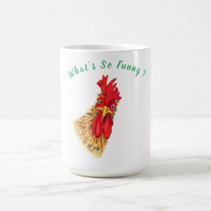 Taza De Café Curioso Rooster Curioso Sorprendido - Texto Person