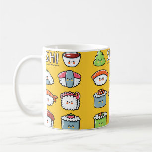 Taza De Café Curioso y feliz sushi maki rolls personalizado sin