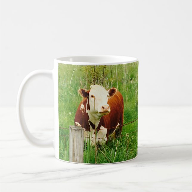Taza De Café Curioso y lindo café de vaca marrón verde 4Mal (Izquierda)