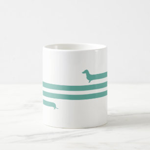 Taza De Café Curioso zumbido turquesa dachshund azul