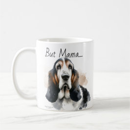 Taza De Café Curiosos Browns y White ' Pero Mamá.' Hound Basset
