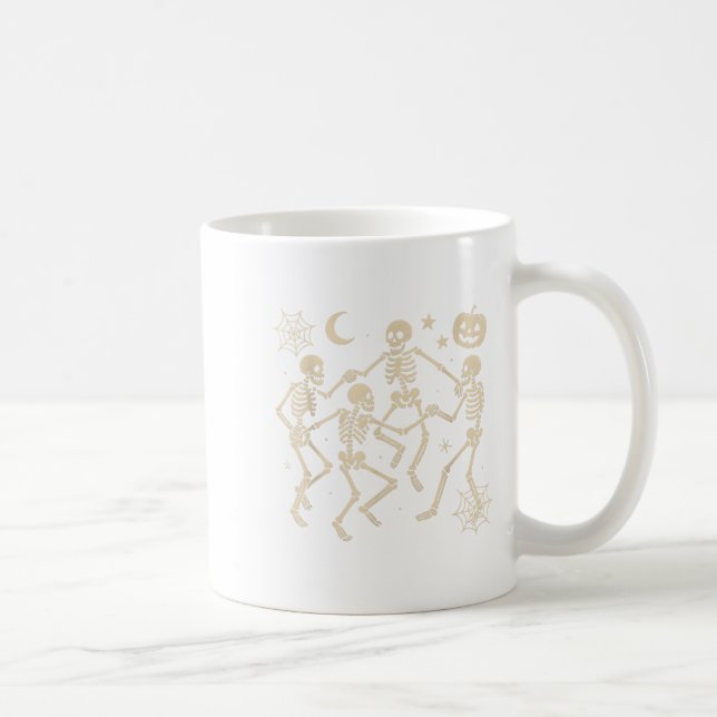 Taza De Café Curiosos esqueletos bailando bailan con un anuncio (Derecha)