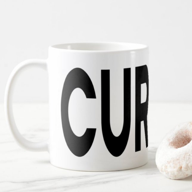 Taza De Café CURIOUS Black Typography (Subido por el creador)