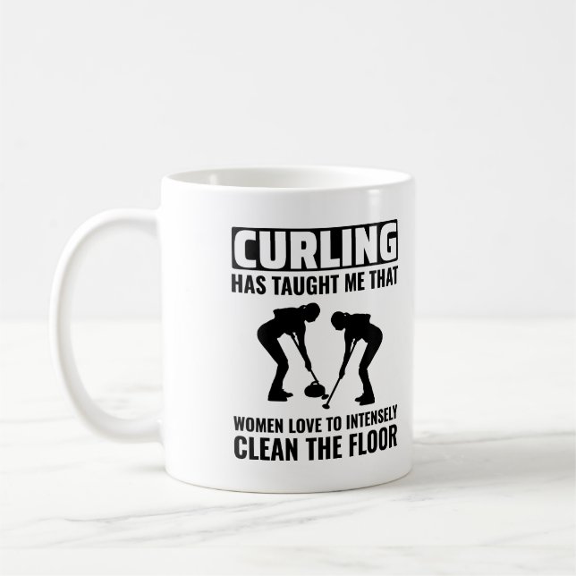 Taza De Café Curling de piedra Ice Sport Curler Funny (Izquierda)