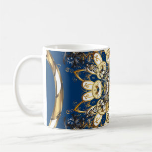 Taza De Café Curlos dorados, patrón de cosecha oriental.
