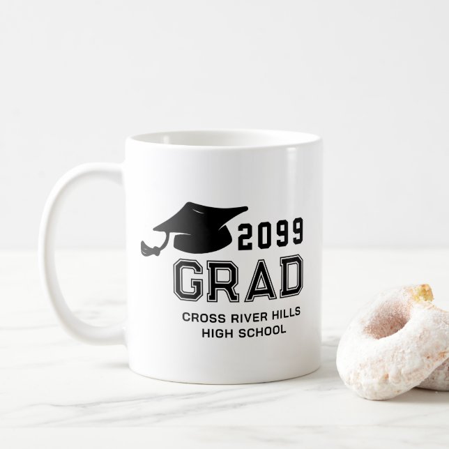Taza De Café Curso personalizado simple del año de graduación (Con donut)