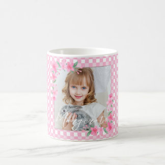 Taza De Café Curte personalizado de una foto rosada