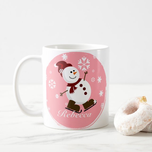 Taza De Café Curte Personalizado Xmas Snowman (Con donut)
