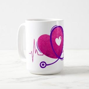 Taza De Café Curva cardíaca con estetioscopio médico 2