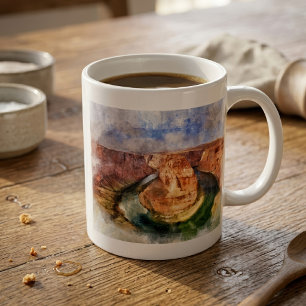 Taza De Café Curva del Herradura Acuarela Paisaje del Gran Cañó