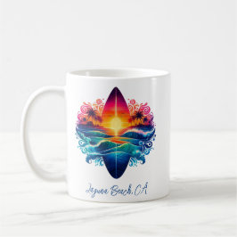 Taza De Café Curvas de Surfboard de Sunset