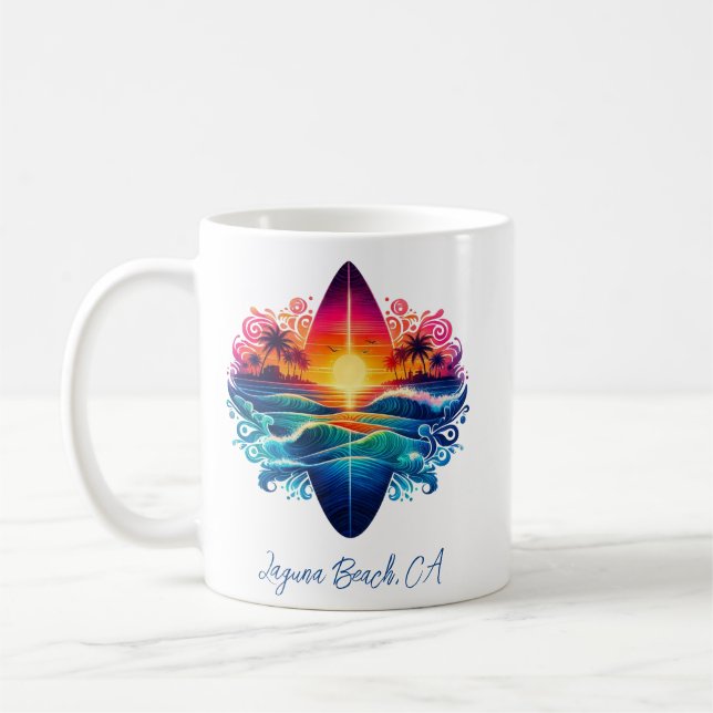 Taza De Café Curvas de Surfboard de Sunset (Izquierda)