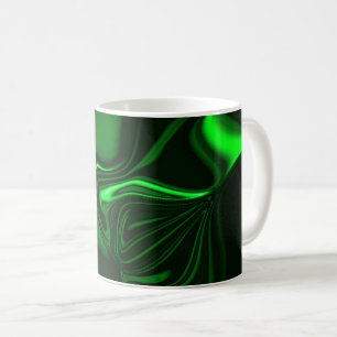 Taza De Café Curvas o ondulaciones metálicas verdes, oscuras pr