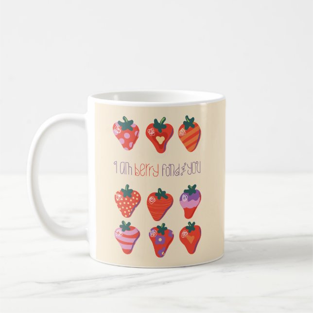 Taza De Café Custard Berry Fond of You Illustrated Strawberry (Izquierda)