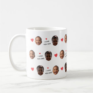 Taza De Café Custom 2 Photo Baby Face Collage "I Love You Dad"
