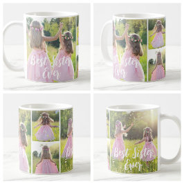 Taza De Café Custom 4 Photo Best Sister Ever Gift