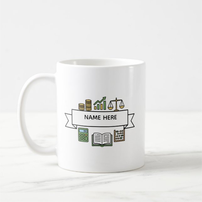 Taza De Café Custom Accountant Name Finance  Bookkeeping Icons  (Izquierda)