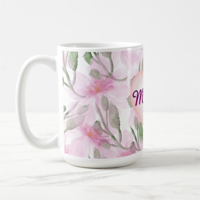 Taza De Café Custom and Personalized  watercolor floral gift  (Izquierda)