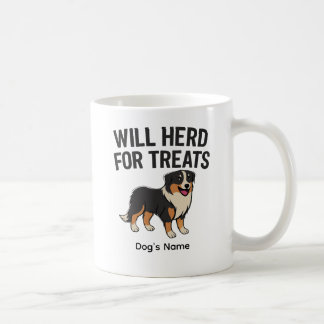 Taza De Café Custom Australian Shepherd “Will Herd for Treats” 
