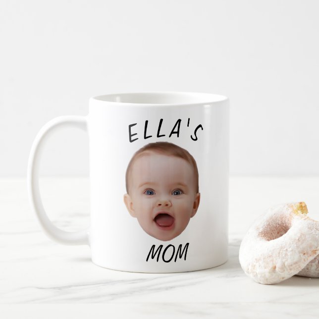 Taza De Café Custom Baby Face Photo Mom Gift (Con donut)