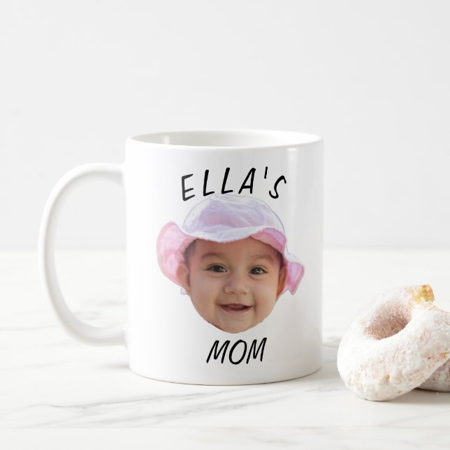 Taza De Café Custom Baby Face Photo Mom Gift (Con donut)