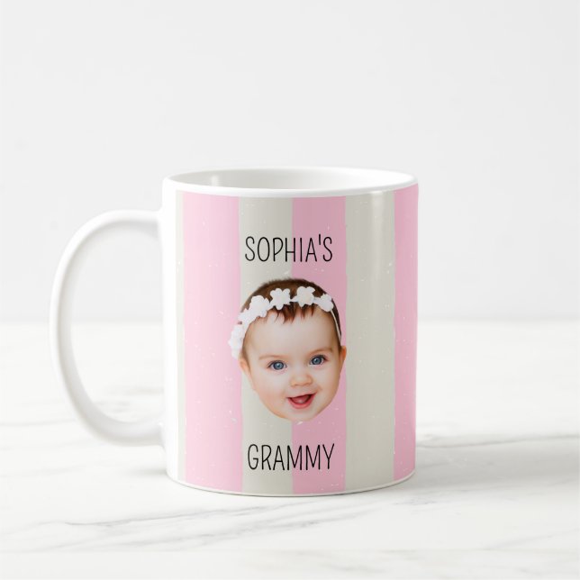 Taza De Café Custom Baby Face Stripe Baby Face New Parent Gift (Izquierda)