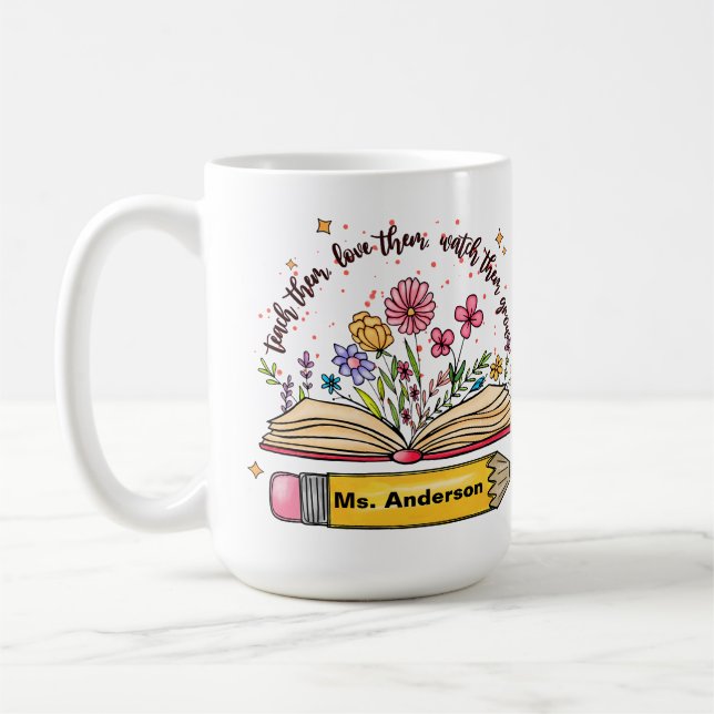 Taza De Café Custom Back to School Teacher Book (Izquierda)
