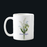 Taza De Café Custom Birth Flower Lily of The Valley<br><div class="desc">Celebrate a special connection with our Watercolor Birth Flower Personalized Mug. Featuring a floral illustration that represents the unique beauty of their birth month, this mug blends artistic flair with everyday functionality. The soft, ethereal watercolor textures pop against the crisp ceramic, creating a piece that feels more like a work...</div>