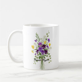Taza De Café Custom Birth Flower Violet Personalized Mug
