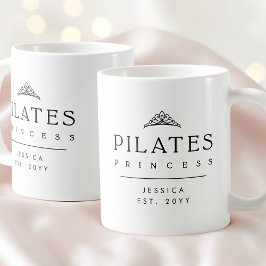 Taza De Café Custom Black and White Minimalist Pilates Princess