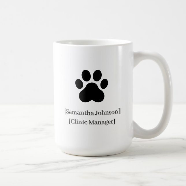 Taza De Café Custom Black Vet Staff Mug | Clinic Logo Ready (Derecha)