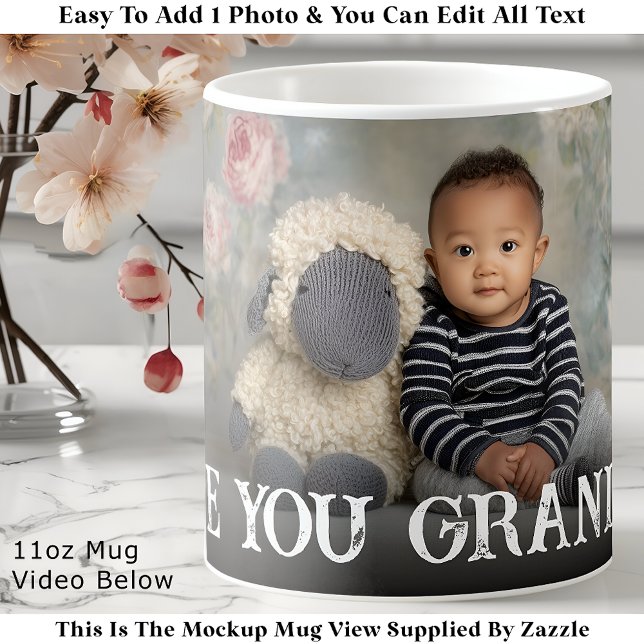 Taza De Café Custom Bold Love You Grandma One Photo Modern Coff (Subido por el creador)