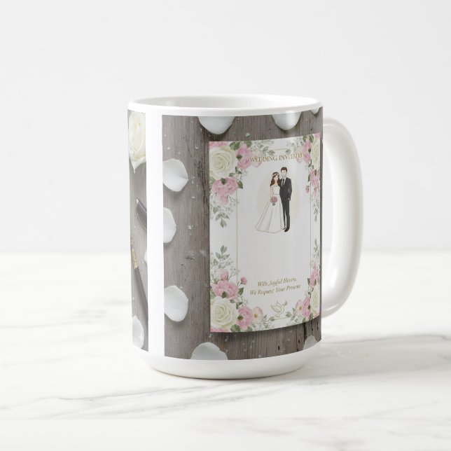 Taza De Café Custom Bride and Groom Illustration (Anverso derecho)