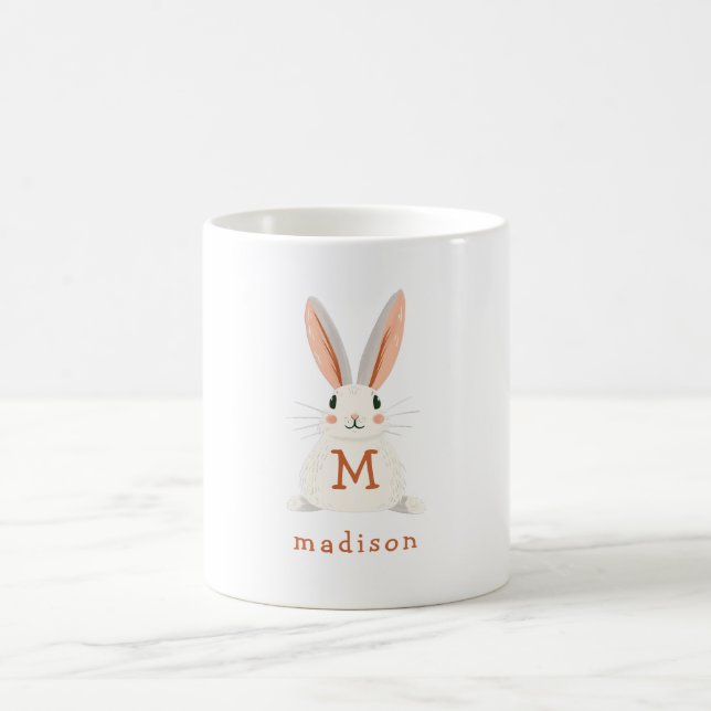 Taza De Café Custom Bunny Monogram Name Gift (Centro)