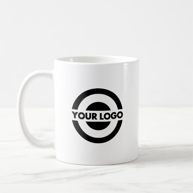 Taza De Café Custom Business Logo Branded White (Izquierda)